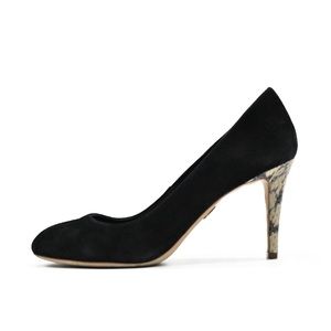 TORY BURCH Black Suede Snakeskin Pumps #954